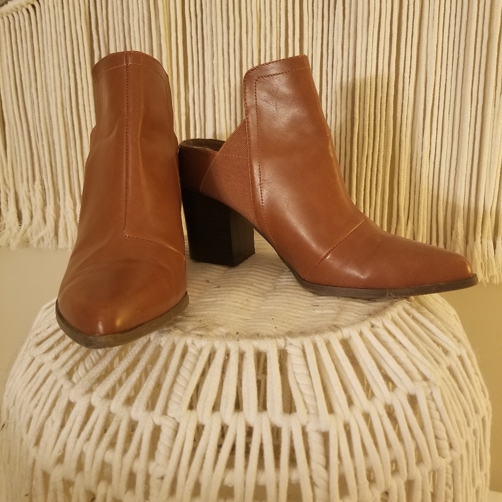 Faux leather no-back slip on booties sz 9